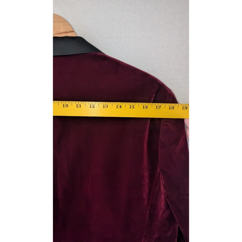 Suslo Couture Mens Burgundy Velvet Blazer Slim Fit Dinner Jacket XXL 46 VS1602-4